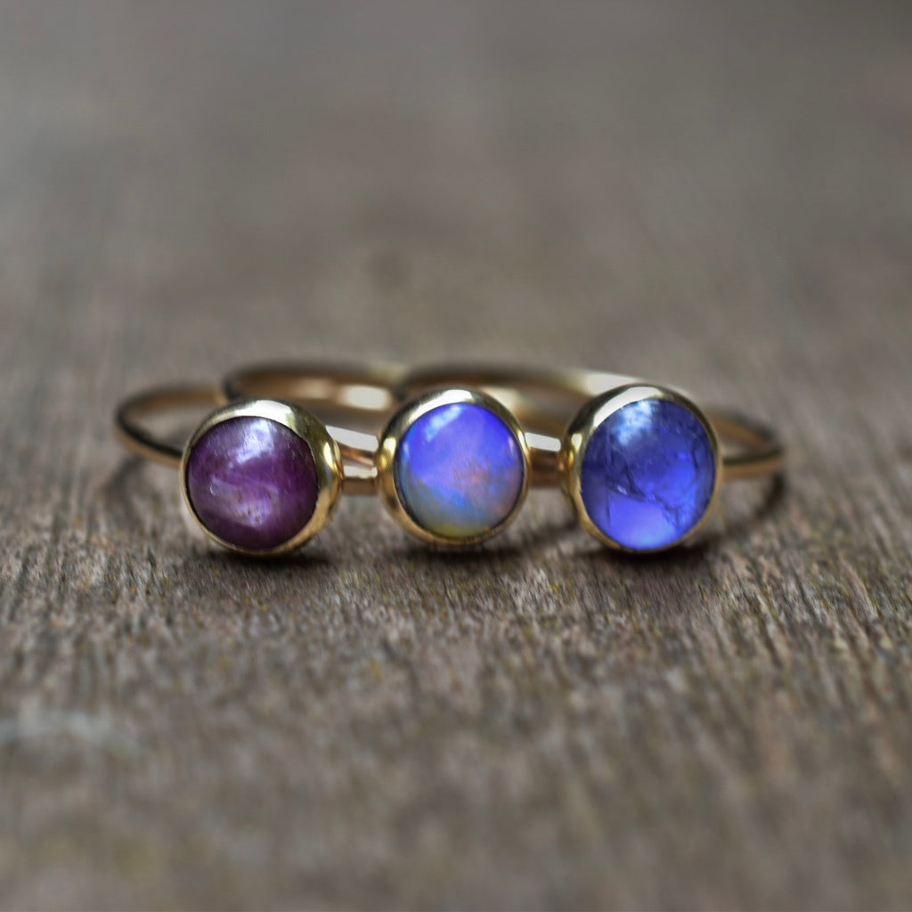 Ombré Birthstone Rings Stackable Gold