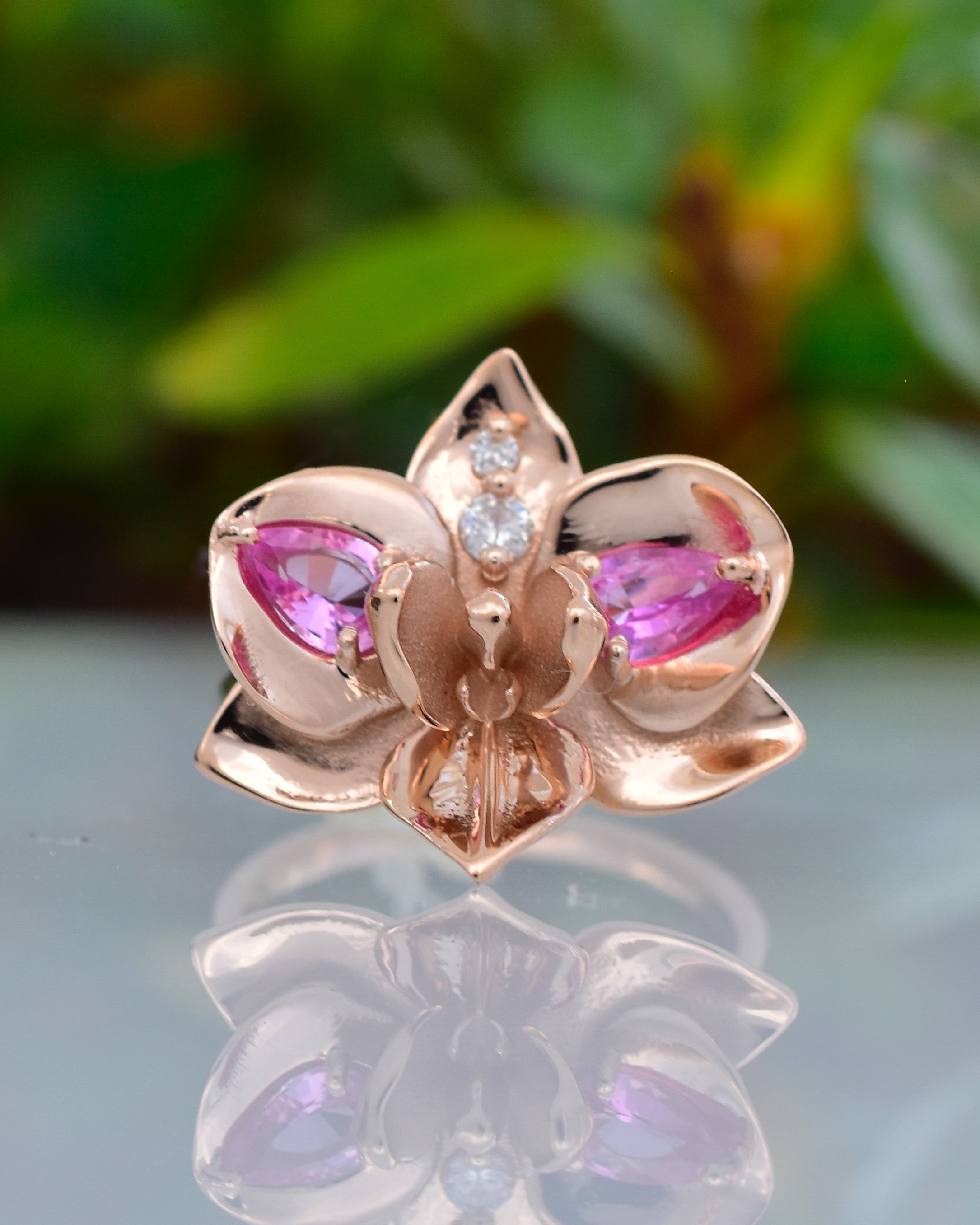 Oraphim Rings (Made to Order) Orchid Ring with white Sapphires (Or Choose Color) and ...