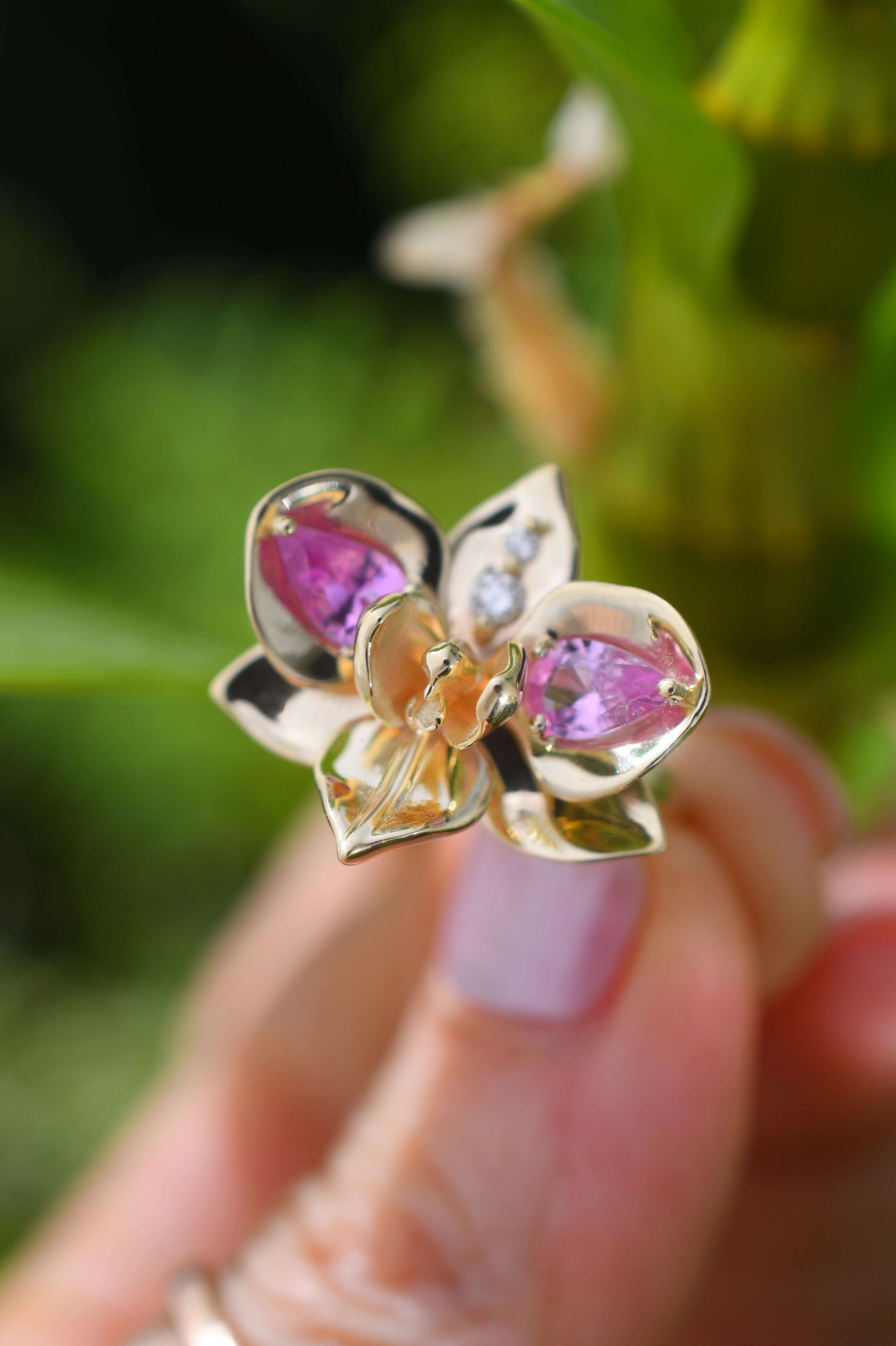 Oraphim Rings (Made to Order) Orchid Ring with white Sapphires (Or Choose Color) and ...