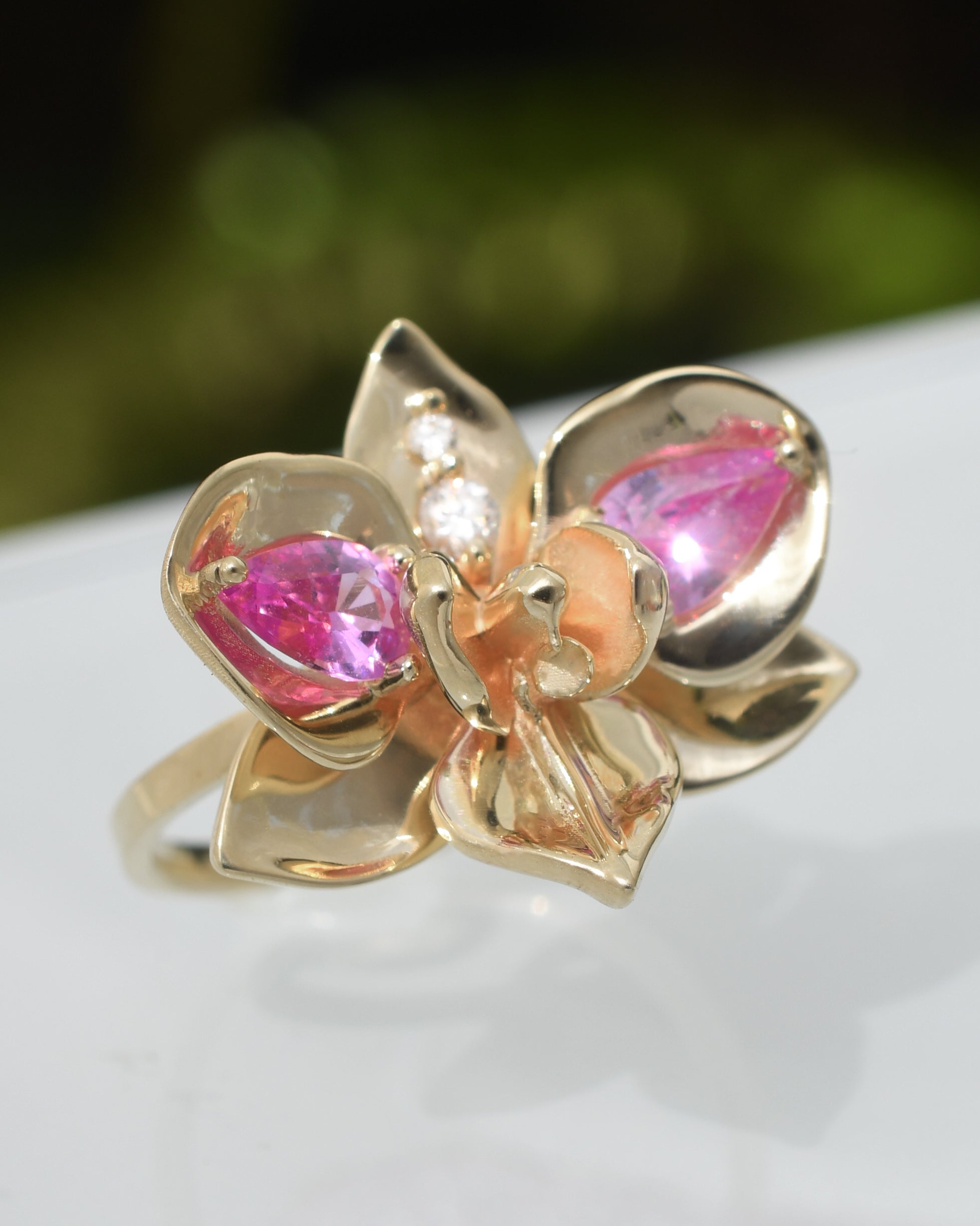 Oraphim Rings (Made to Order) Orchid Ring with white Sapphires (Or Choose Color) and ...