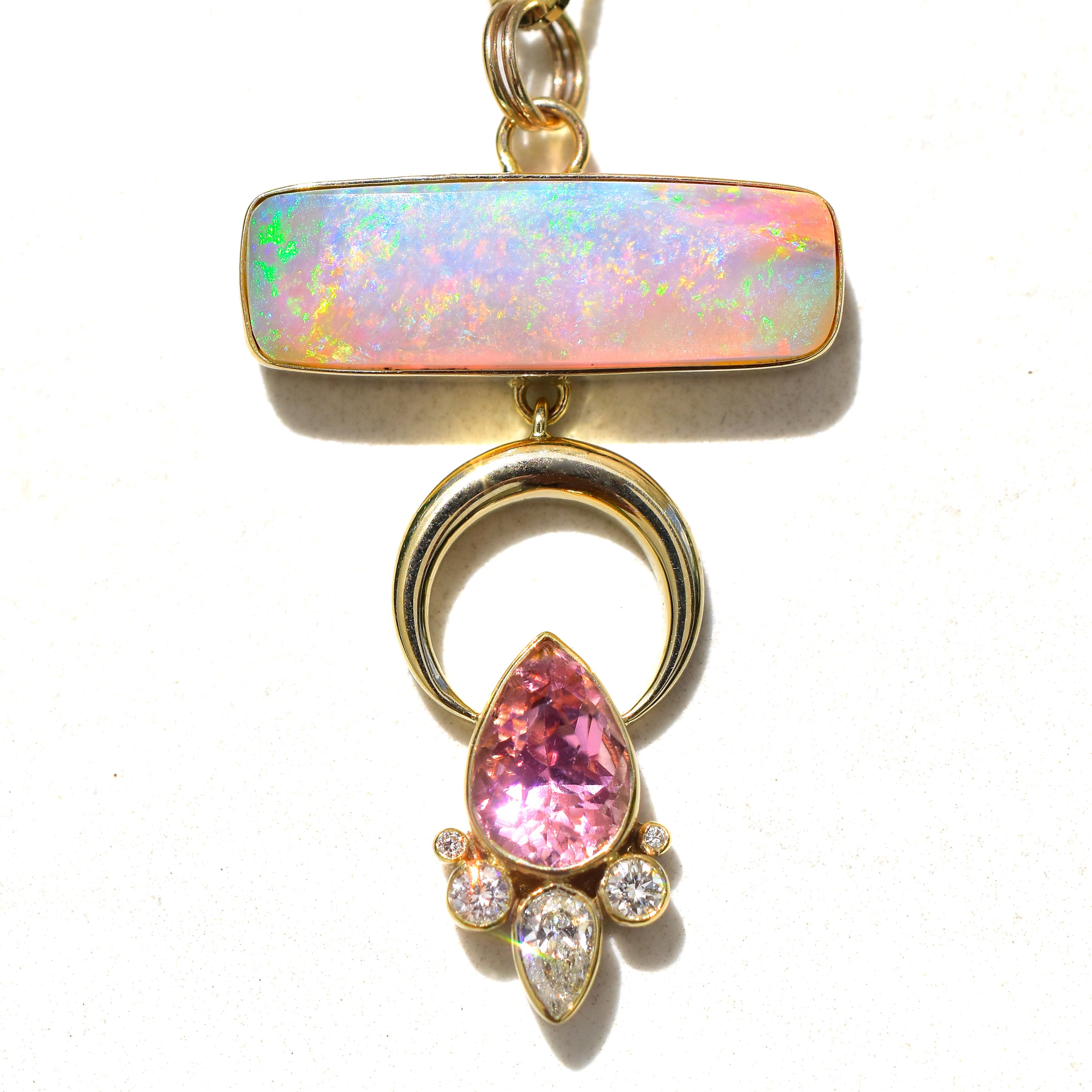 Pink Opal & Tourmaline Pendant (PKO-RDP-552-TRM-LOOP.) | Rananjay Exports