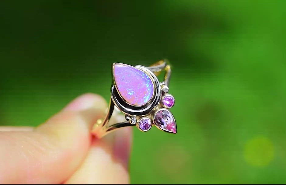 Moonflower Ring with Australian Opal