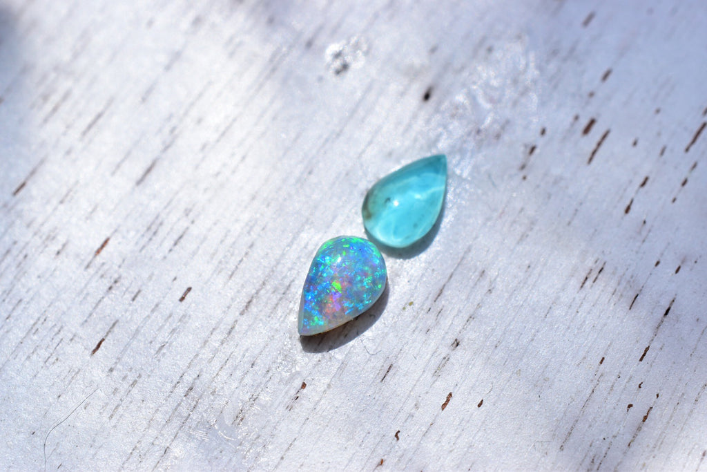 Australian Opal And Peruvian Opal Ring Semi Custom reserved - Angel Alchemy Jewelry