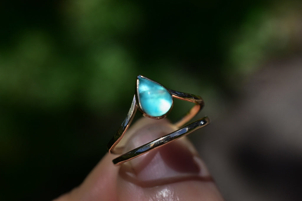Peruvian opal ring in 14k yellow gold reserved - Angel Alchemy Jewelry