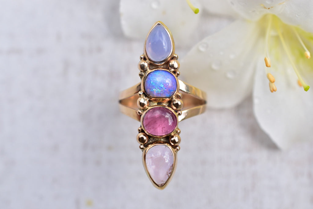 Australian Opal with Morganite, and Rubellite Tourmaline reserved - Angel Alchemy Jewelry