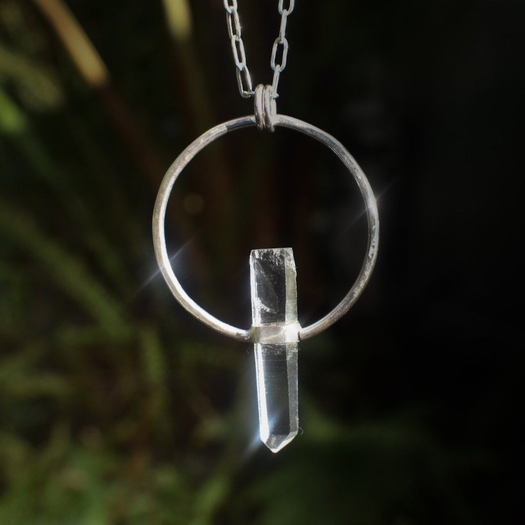 Natural Clear Quartz Crystal Circle Necklace - Angel Alchemy Jewelry