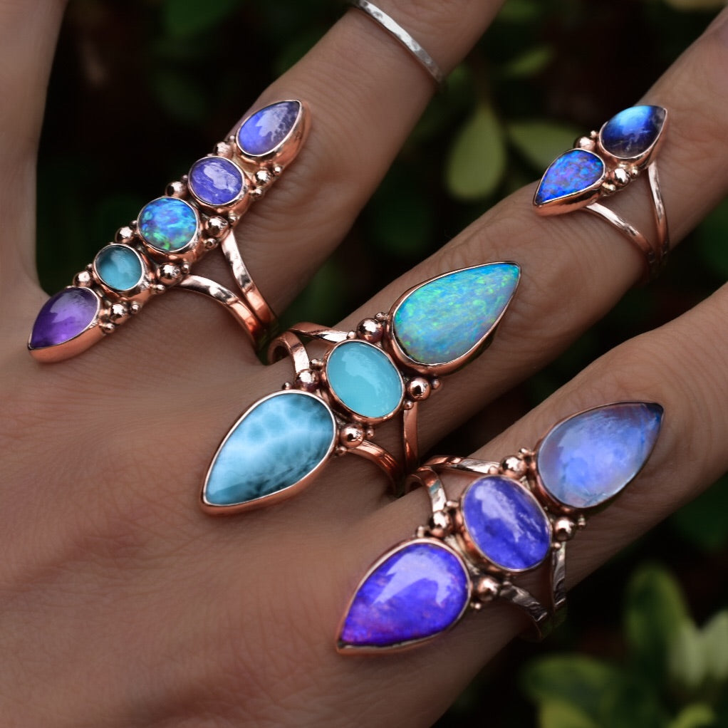 Purple Australian Opal with Moonstone and Tanzanite reserved - Angel Alchemy Jewelry