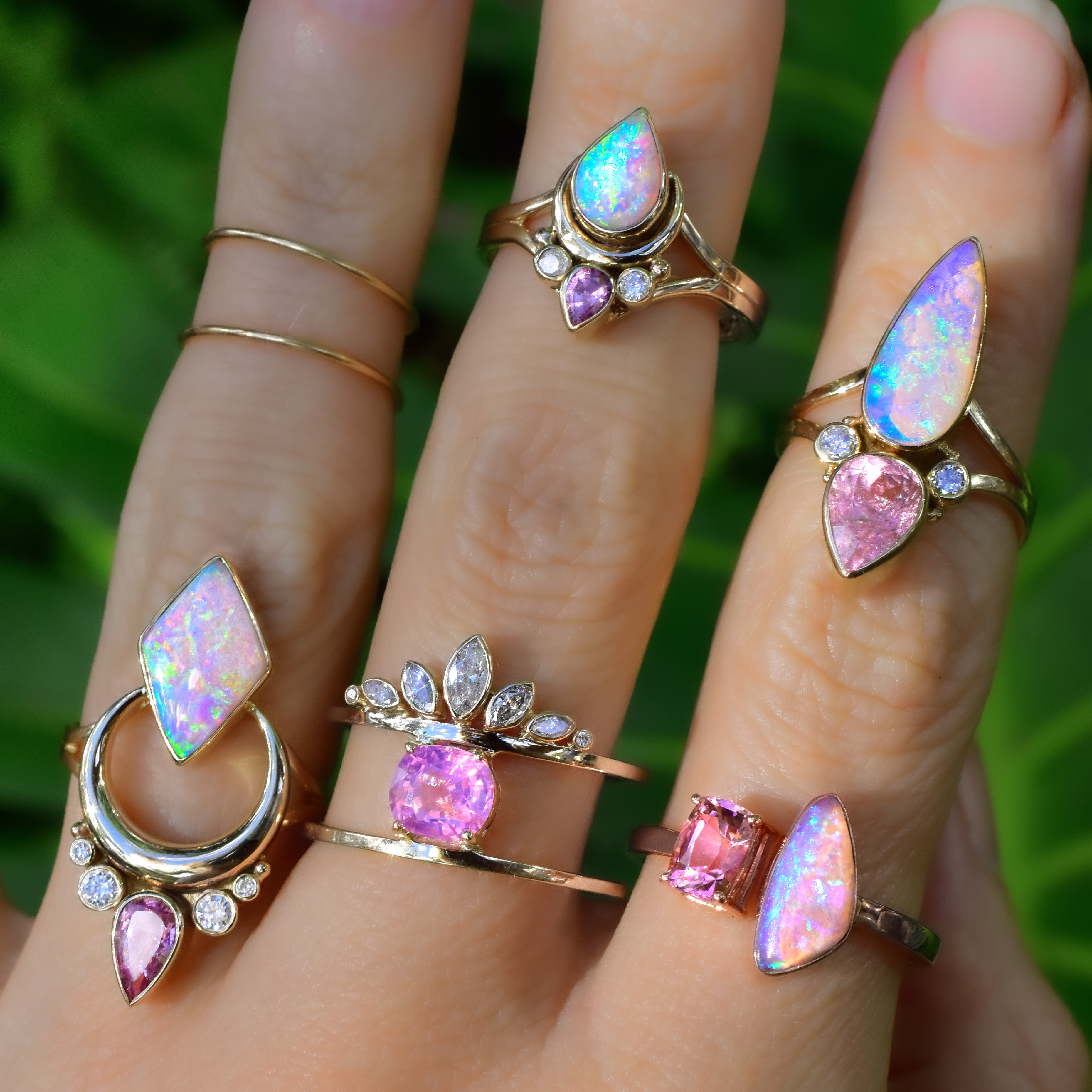 Different Color Opal Rings Purple Opal Ring