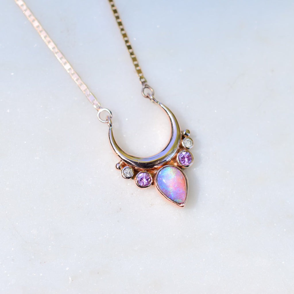 Pink Opal Sapphires Necklace 