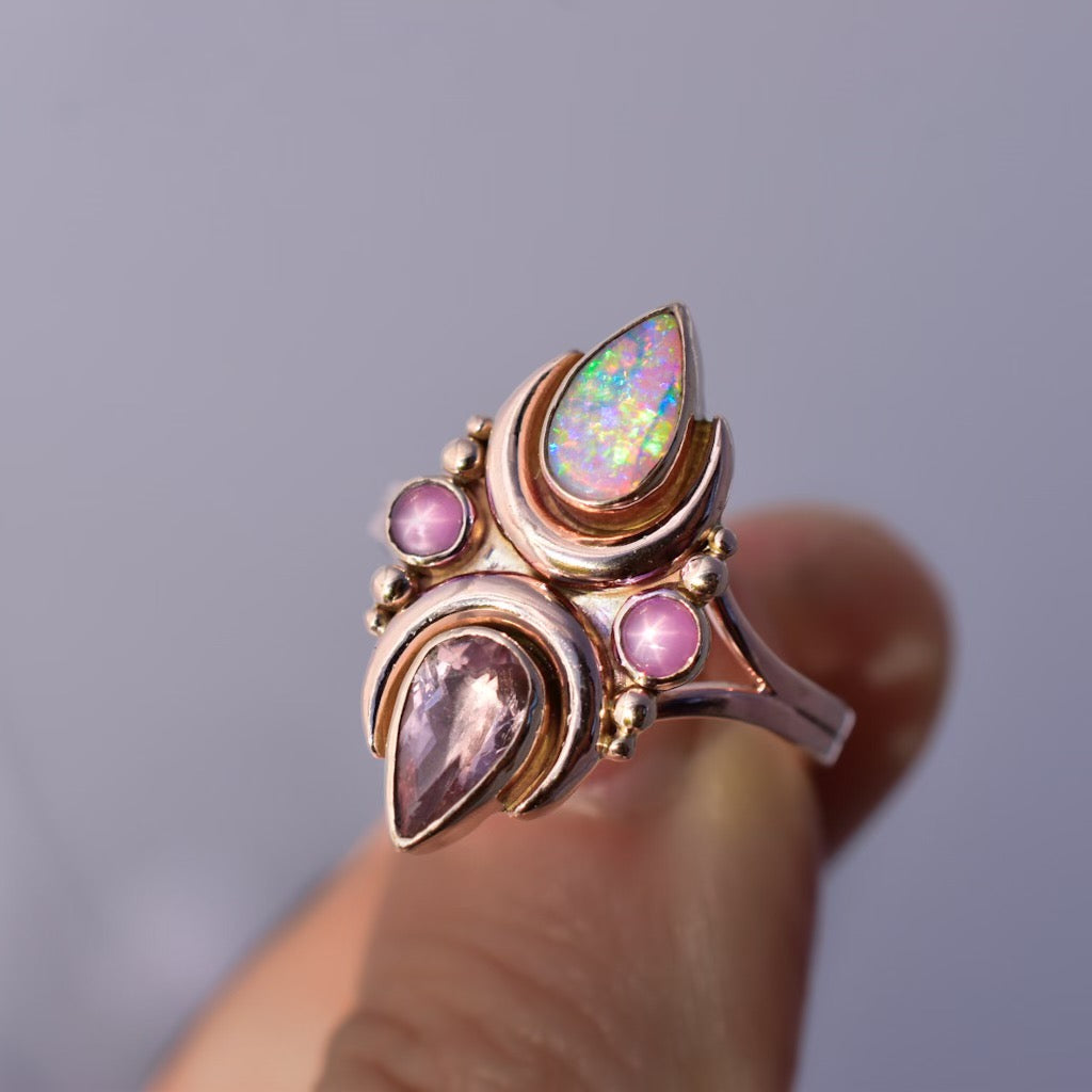 Mini La Luna talisman ring in solid 14k rose gold. - Angel Alchemy Jewelry