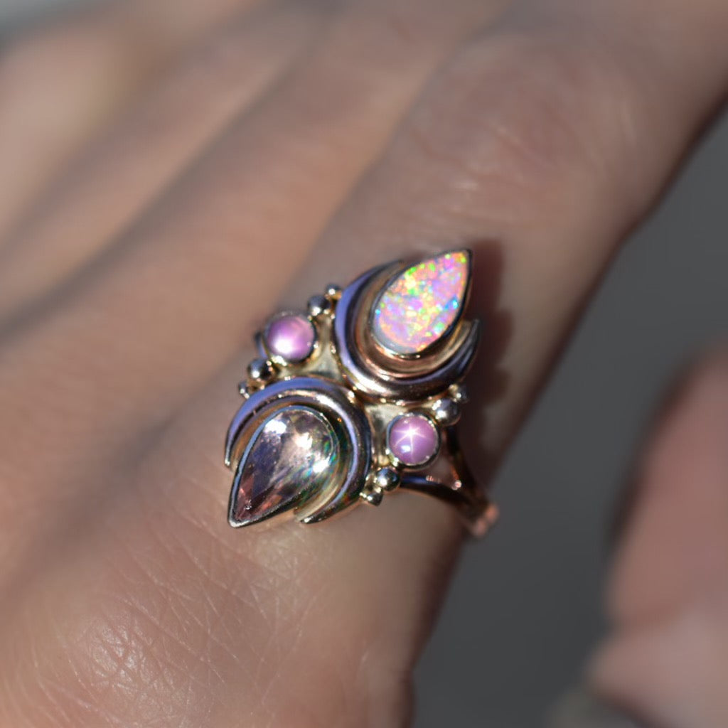 Mini La Luna talisman ring in solid 14k rose gold. - Angel Alchemy Jewelry