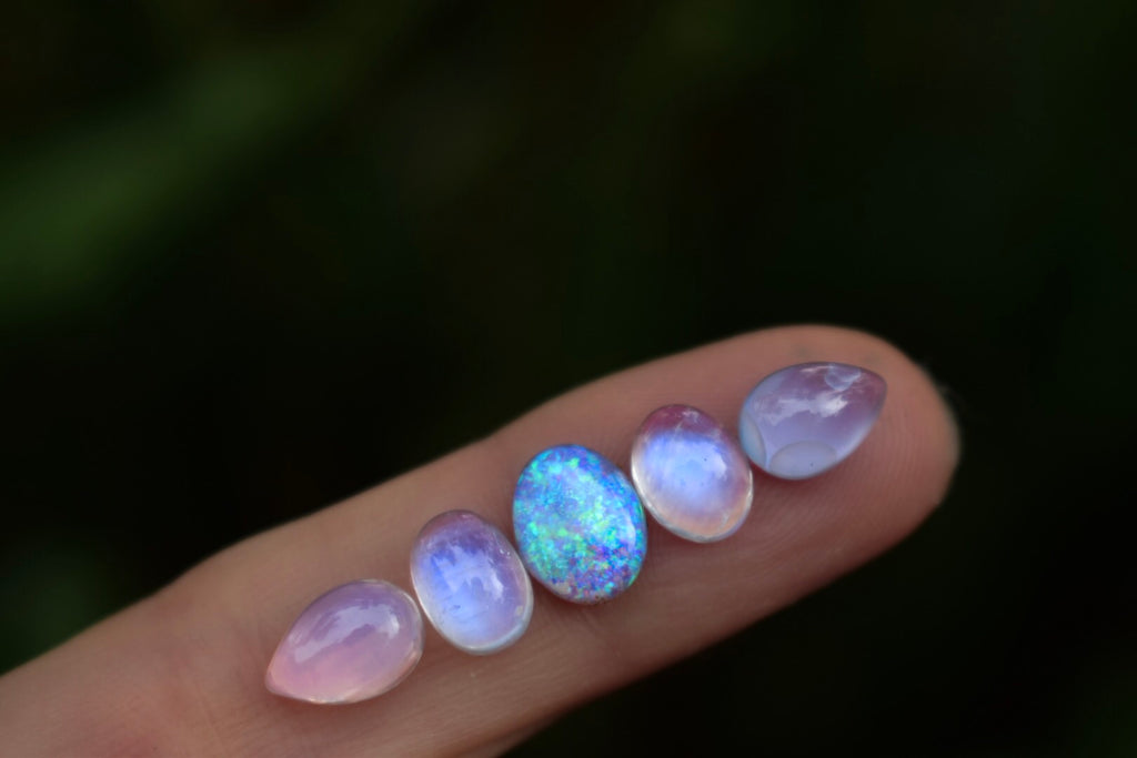 Australian Opal Unicorn Ring with Chalcedony and Lavender Quartz In solid yellow or rose gold -Semi Custom - Angel Alchemy Jewelry