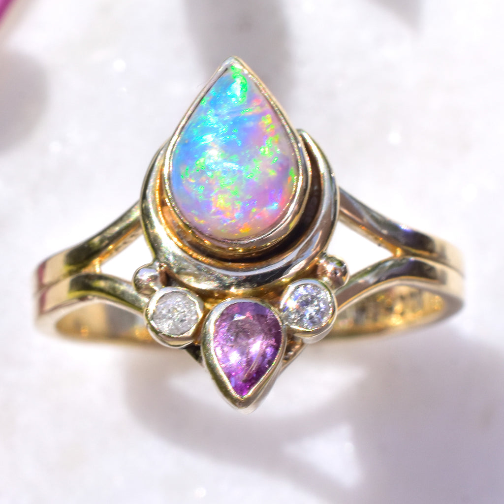 Australian Rainbow Opal Ring
