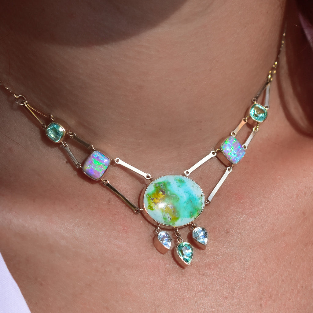 Australian Opal Gold Necklace 