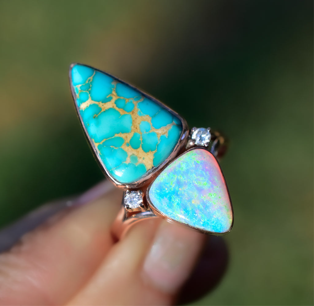  Australian Opal and Diamond Ring