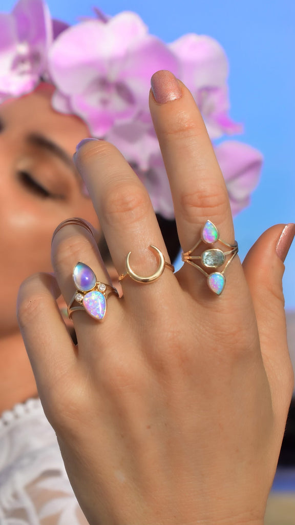Floating Ring with Australian Opals 