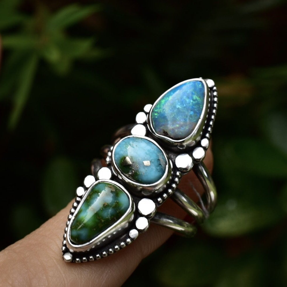 Australian Opal and Sonoran Gold Turquoise Goddess Talisman - Angel Alchemy Jewelry