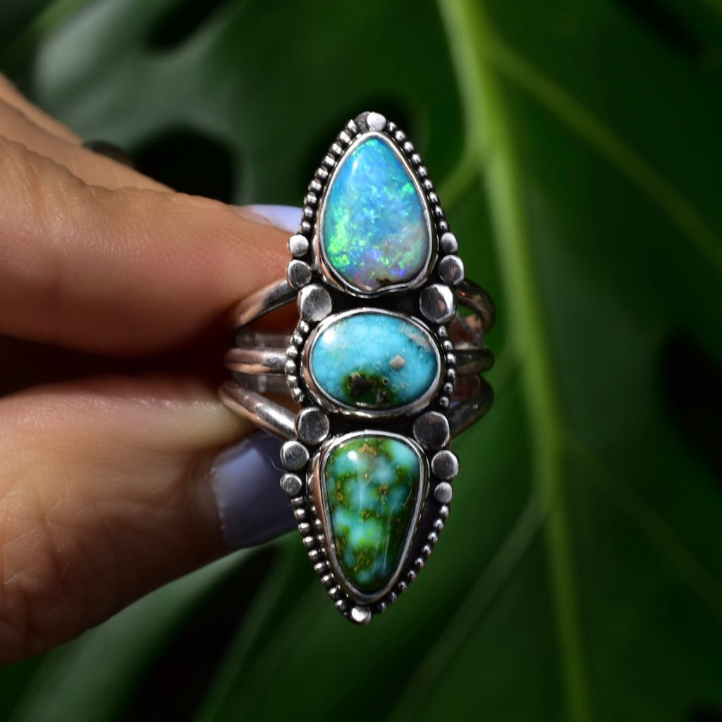 Australian Opal and Sonoran Gold Turquoise Goddess Talisman - Angel Alchemy Jewelry
