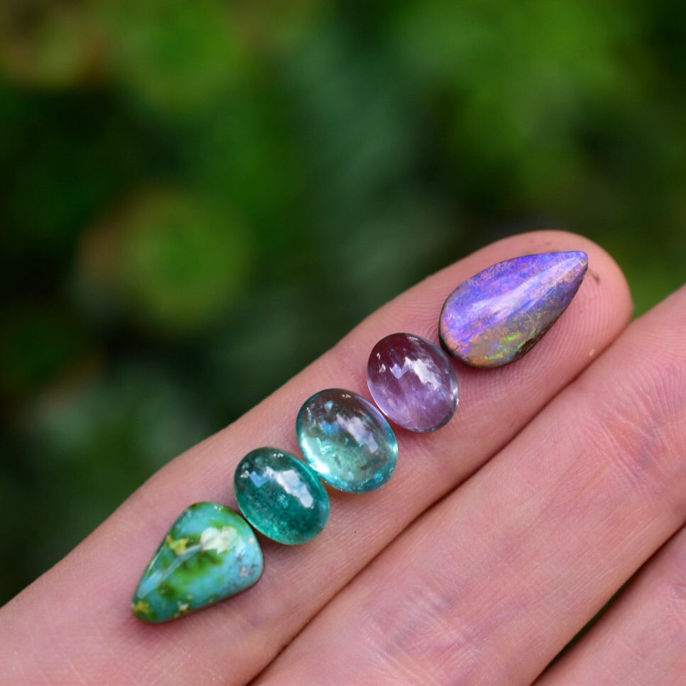 Opal Ring Multi stone, with Turquoise, Apatite, Tanzanite , Emerald- Custom Silver Gemstone Talisman Ring - Angel Alchemy Jewelry