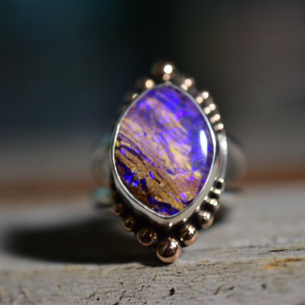 Opal and Rose Gold Ring - Angel Alchemy Jewelry