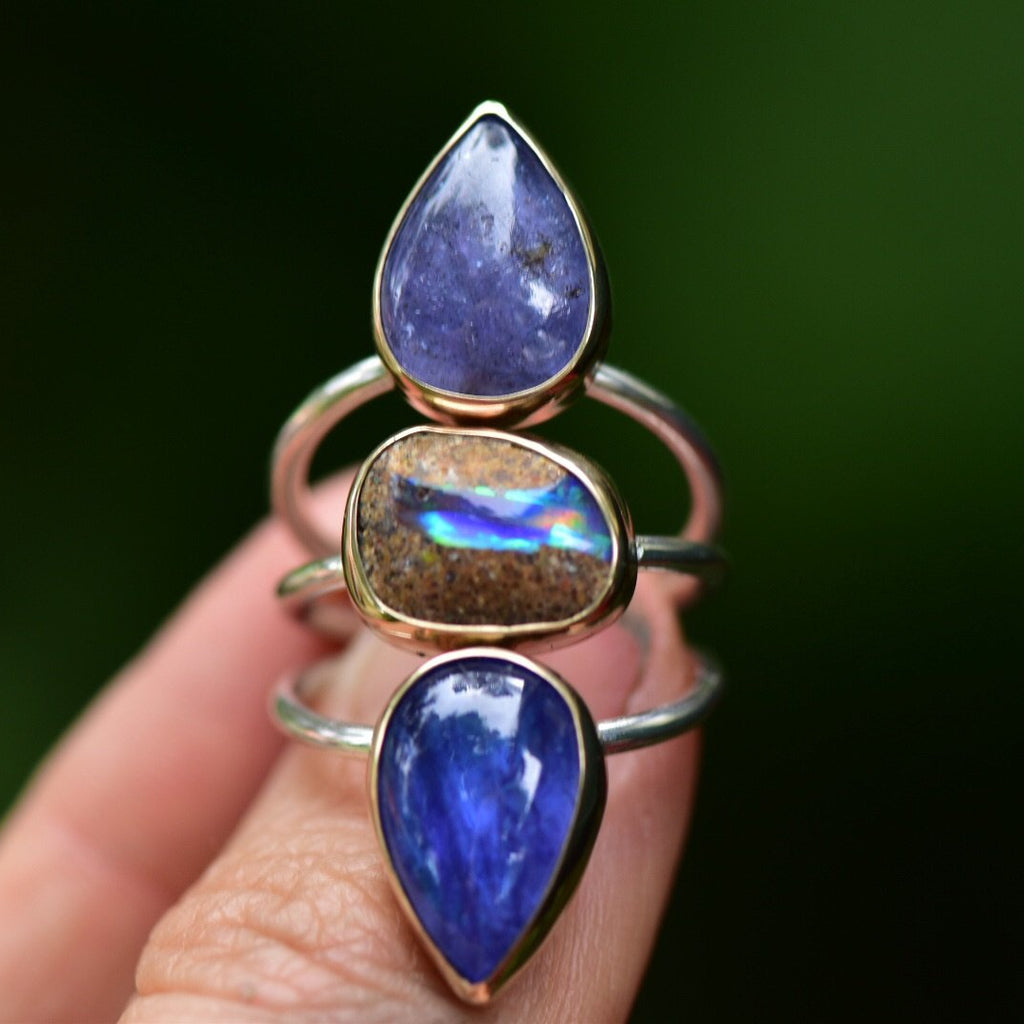 Australian Pipe Opal and Tanzanite Talisman Ring - Angel Alchemy Jewelry