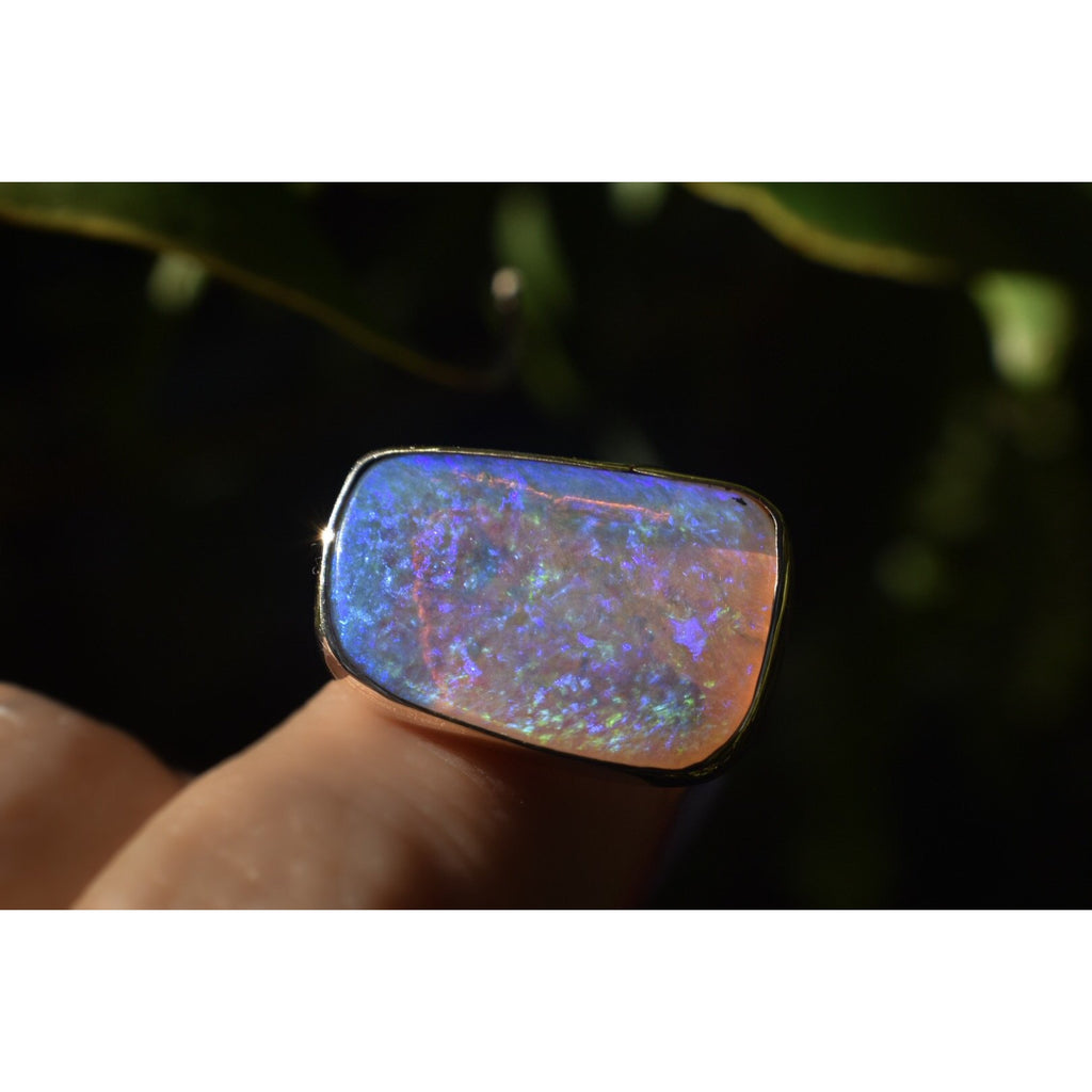 Australian Crystal Pipe Opal in Silver with a gold bezel(reserved) - Angel Alchemy Jewelry