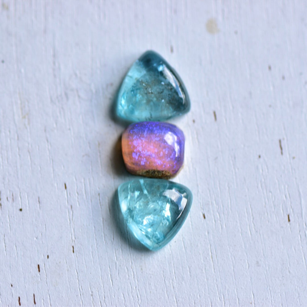 Purple Australian Opal & Blue Apatite Ring - Angel Alchemy Jewelry